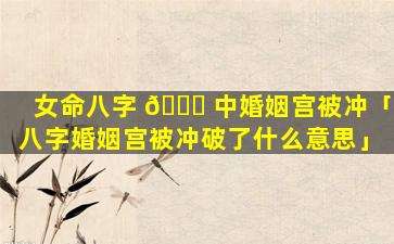 女命八字 🐕 中婚姻宫被冲「八字婚姻宫被冲破了什么意思」